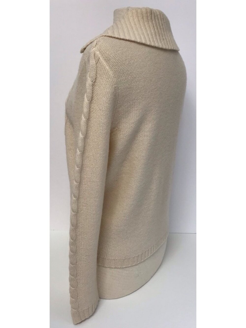 Pendleton 100% Lambswool Full Zip Cable Knit Ladies Sweater Cream Size Small - Picture 3 of 13